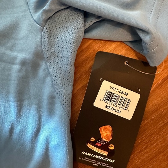 Rawlings Blue Crew Neck Short Sleeve Jersey Youth M Polyester- New With Tags - Picture 3 of 4